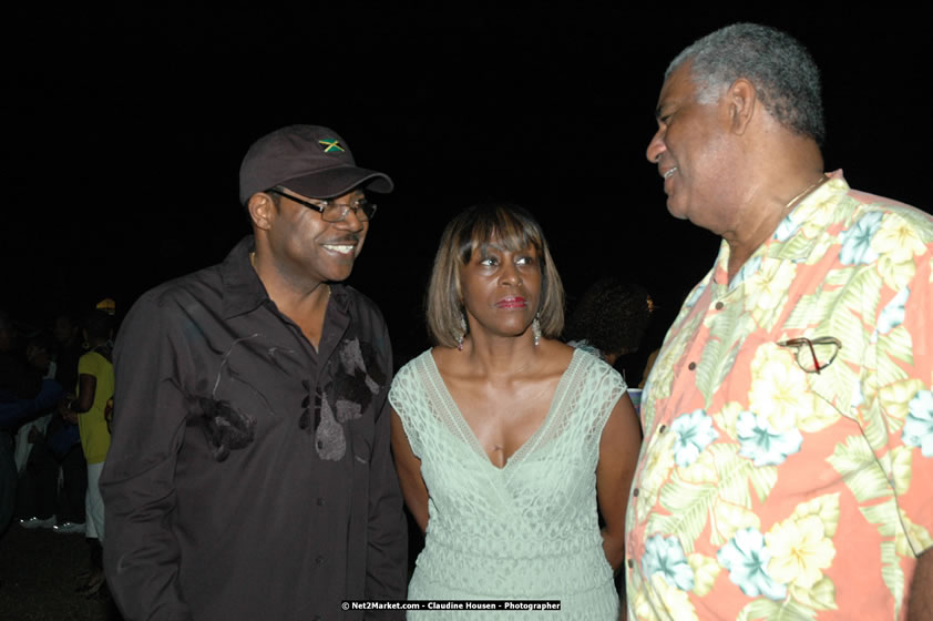 The Hon. Orette Bruce Goldwin, M.P., Prime Minister of Jamaica, Minister of Tourism, Hon. Edmund Bartlett, and Director of Tourism, Basil Smith at the Air Jamaica Jazz and Blues Festival 2008 The Art of Music - Thrusday, January 24, 2008 - Air Jamaica Jazz & Blues 2008 The Art of Music venue at the Aqaueduct on Rose Hall Resort & Counrty Club, Montego Bay, St. James, Jamaica W.I. - Thursday, January 24 - Saturday, January 26, 2008 - Photographs by Net2Market.com - Claudine Housen & Barry J. Hough Sr, Photographers - Negril Travel Guide, Negril Jamaica WI - http://www.negriltravelguide.com - info@negriltravelguide.com...!