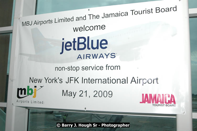 JetBue Airways' Inaugural Air Service between Sangster International Airport, Montego Bay and John F. Kennedy Airport, New York at MBJ Airports Sangster International Airport, Montego Bay, St. James, Jamaica - Thursday, May 21, 2009 - Photographs by Net2Market.com - Barry J. Hough Sr, Photographer/Photojournalist - Negril Travel Guide, Negril Jamaica WI - http://www.negriltravelguide.com - info@negriltravelguide.com...!