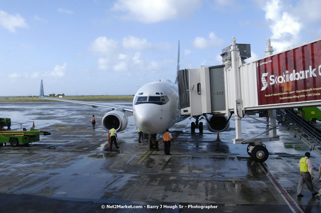 MBJ Airports Limited Welcomes WestJet Airlines - Inaugural Scheduled Service From Toronto Pearsons International Airport - Monday, December 10, 2007 - Sangster International Airport - MBJ Airports Limited, Montego Bay, Jamaica W.I. - Photographs by Net2Market.com - Barry J. Hough Sr, Photographer - Negril Travel Guide, Negril Jamaica WI - http://www.negriltravelguide.com - info@negriltravelguide.com...!