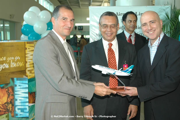 MBJ Airports Limited Welcomes WestJet Airlines - Inaugural Scheduled Service From Toronto Pearsons International Airport - Monday, December 10, 2007 - Sangster International Airport - MBJ Airports Limited, Montego Bay, Jamaica W.I. - Photographs by Net2Market.com - Barry J. Hough Sr, Photographer - Negril Travel Guide, Negril Jamaica WI - http://www.negriltravelguide.com - info@negriltravelguide.com...!