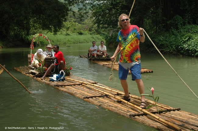 Rafting on the Martha Brae - Virgin Atlantic Inaugural Flight To Montego Bay, Jamaica Photos - Sir Richard Bronson, President & Family, and 450 Passengers - Rafting on the Martha Brae - Tuesday, July 4, 2006 - Negril Travel Guide, Negril Jamaica WI - http://www.negriltravelguide.com - info@negriltravelguide.com...!