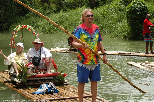 Rafting on the Martha Brae - Virgin Atlantic Inaugural Flight To Montego Bay, Jamaica Photos - Sir Richard Bronson, President & Family, and 450 Passengers - Rafting on the Martha Brae - Tuesday, July 4, 2006 - Negril Travel Guide, Negril Jamaica WI - http://www.negriltravelguide.com - info@negriltravelguide.com...!